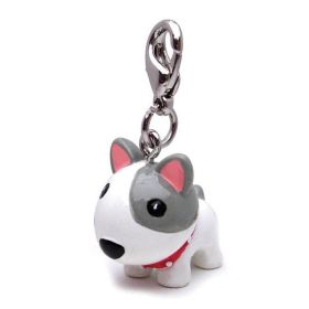 Poly 3-D White Dog with Spike Charm