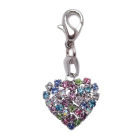 Colorful Rhinestone Heart-Shaped Charm