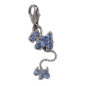 Dog and Puppy Charm with Rhinestones (Color Options: Blue)