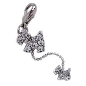 Dog and Puppy Charm with Rhinestones (Color Options: Clear)