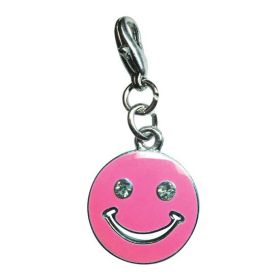 Happy Face with Sparkling Eyes Enamel Charm (Color Options: Pink)