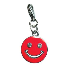Happy Face with Sparkling Eyes Enamel Charm (Color Options: Red)
