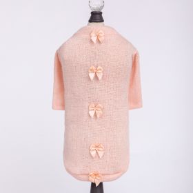 Dainty Bow Sweater (Color Options: Peach, Size: M)