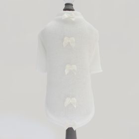 Dainty Bow Sweater (Color Options: White, Size: L)