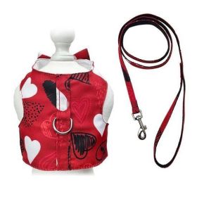 Abstract Hearts Harness Vest with Matching Leash (Size: XS)