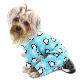 Penguins & Snowflake Flannel PJ with 2 Pockets (Color Options: Turquoise, Size: XS)