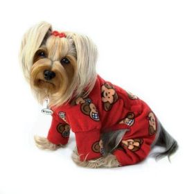 Silly Monkey Fleece Turtleneck Pajamas (Color Options: Burgundy, Size: M)