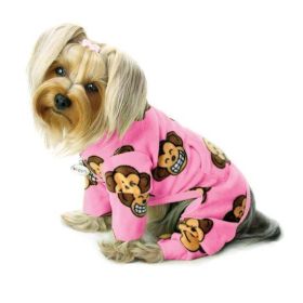 Silly Monkey Fleece Turtleneck Pajamas (Color Options: Pink, Size: L)