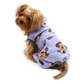 Silly Monkey Front Sleeveless Fleece Pajamas (Color Options: Lavender, Size: XS)