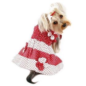 Red & White Polka Dots Sundress with Contrasting Flowers (Size: XS)