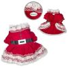 Lace Ruffles Puffy Sleeves Christmas Dress