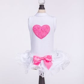 Lacey Puff Heart Dog Dress (Color Options: Hot Pink, Size: XXS)
