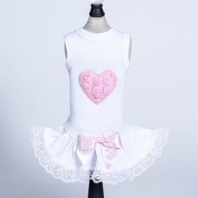 Lacey Puff Heart Dog Dress (Color Options: Pink, Size: XXS)
