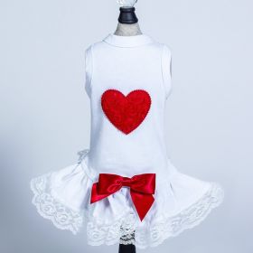 Lacey Puff Heart Dog Dress (Color Options: Red, Size: XXS)