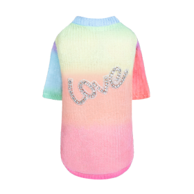 Love Dog Sweater (Color Options: Rainbow, Size: L)