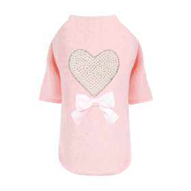 Pearl Heart Dog Sweater (Color Options: Peach, Size: S)