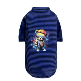 Punk Brats Dog Tee (Color Options: Striped Navy, Size: S)