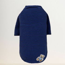 Striped Baby Bear Dog Tee (Color Options: Striped Navy, Size: M)
