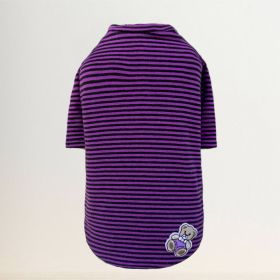 Striped Baby Bear Dog Tee (Color Options: Striped Purple, Size: L)