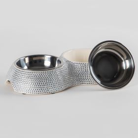 Crystal Pet Dining Bowl (Color: Silver)