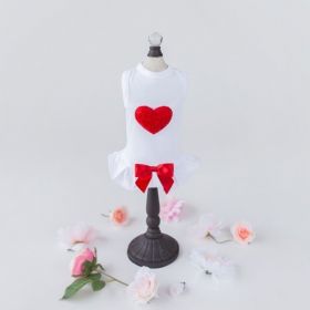 Puff Heart Dog Dress (Color Options: Red, Size: XXS)