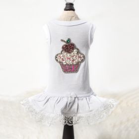 Lil Miss Cupcake Dog Dress (Color Options: White, Size: XXS)