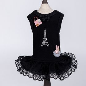 Paris Dog Dress (Color Options: Black, Size: XXS)