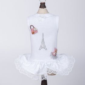 Paris Dog Dress (Color Options: White, Size: XXS)