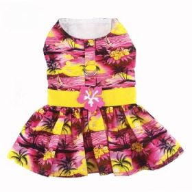 Tropical Sunset Dog Dress with Matching Leash (Size: M)